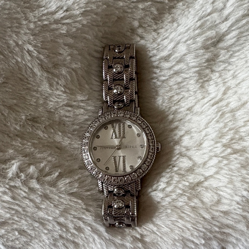Judith Ripka Silver Watch with Crystal Details